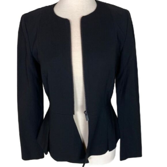 #138 CLASSIQUES ENTIER Black Zip Front blazer - Picture 1 of 10